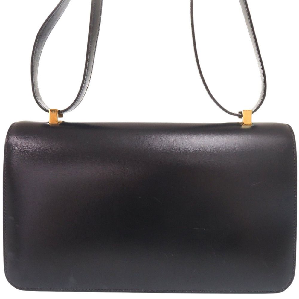 Hermes Vintage Ring Box Calf Navy Gold Shoulder Bag — view 4