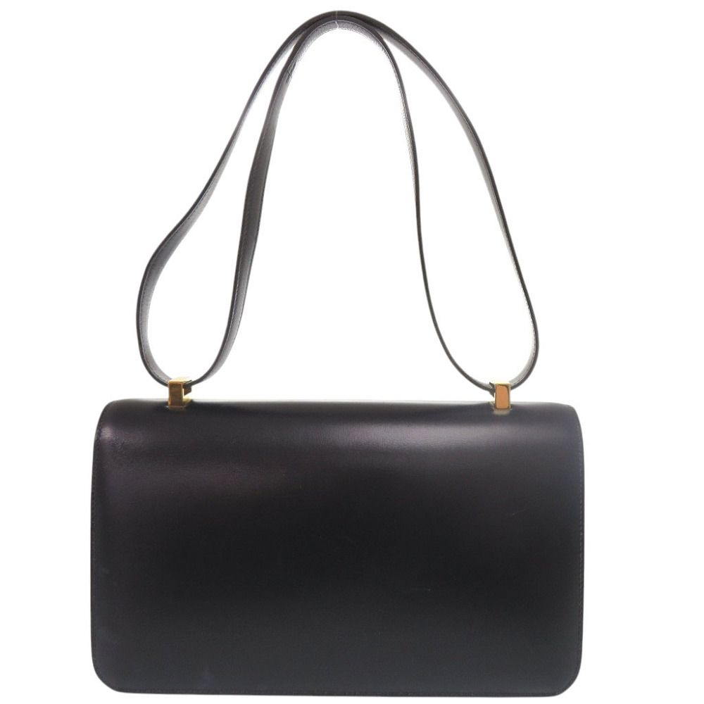 Hermes Vintage Ring Box Calf Navy Gold Shoulder Bag — view 2