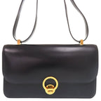Hermes Vintage Ring Box Calf Navy Gold Shoulder Bag — view 3