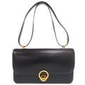 Hermes Vintage Ring Box Calf Navy Gold Shoulder Bag