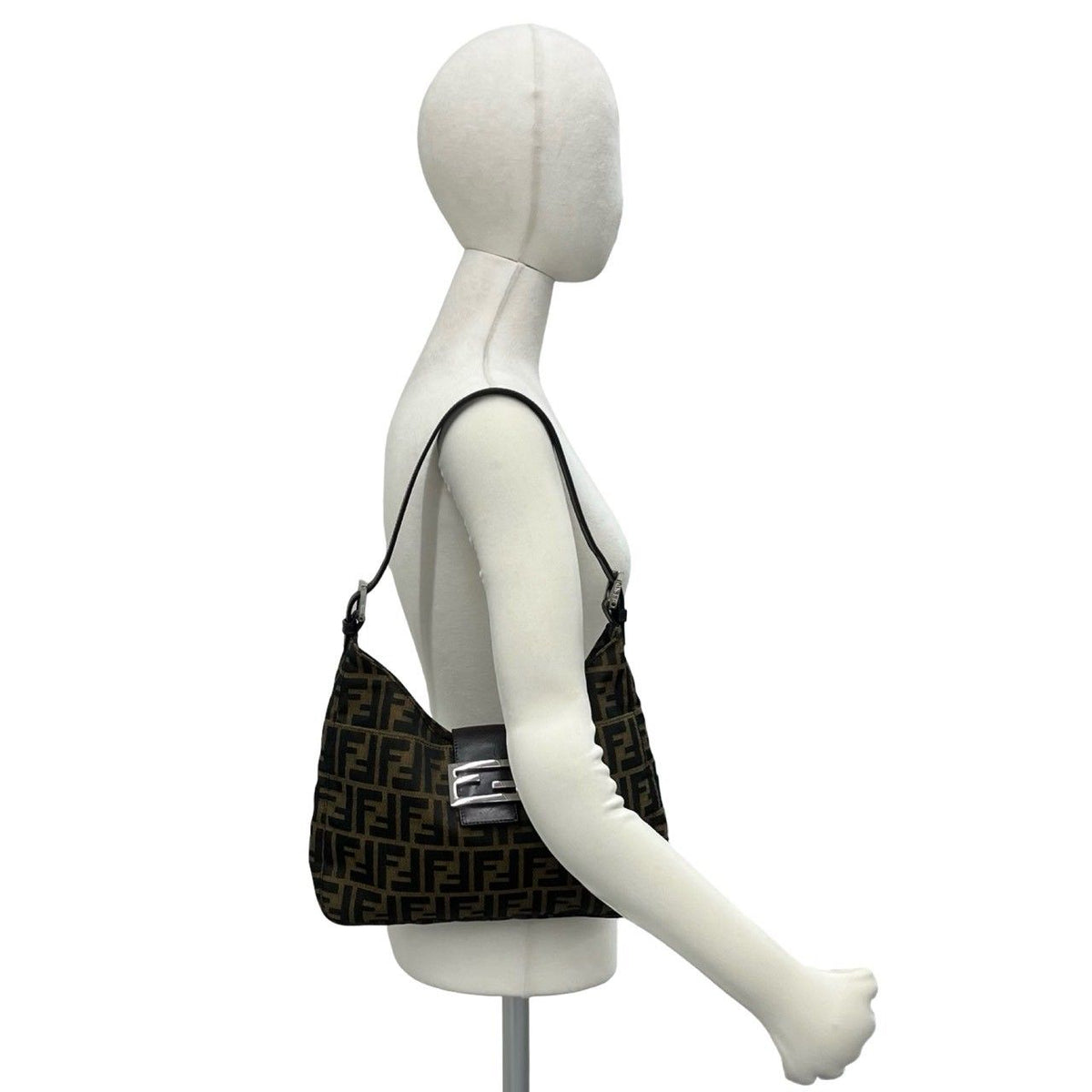 Fendi Vintage Zucca FF Pattern Canvas Leather Shoulder Bag Brown — view 2
