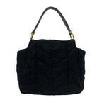Prada Logo Quilted Tessuto Pocono Nylon Patent Shoulder Bag Black — view 3