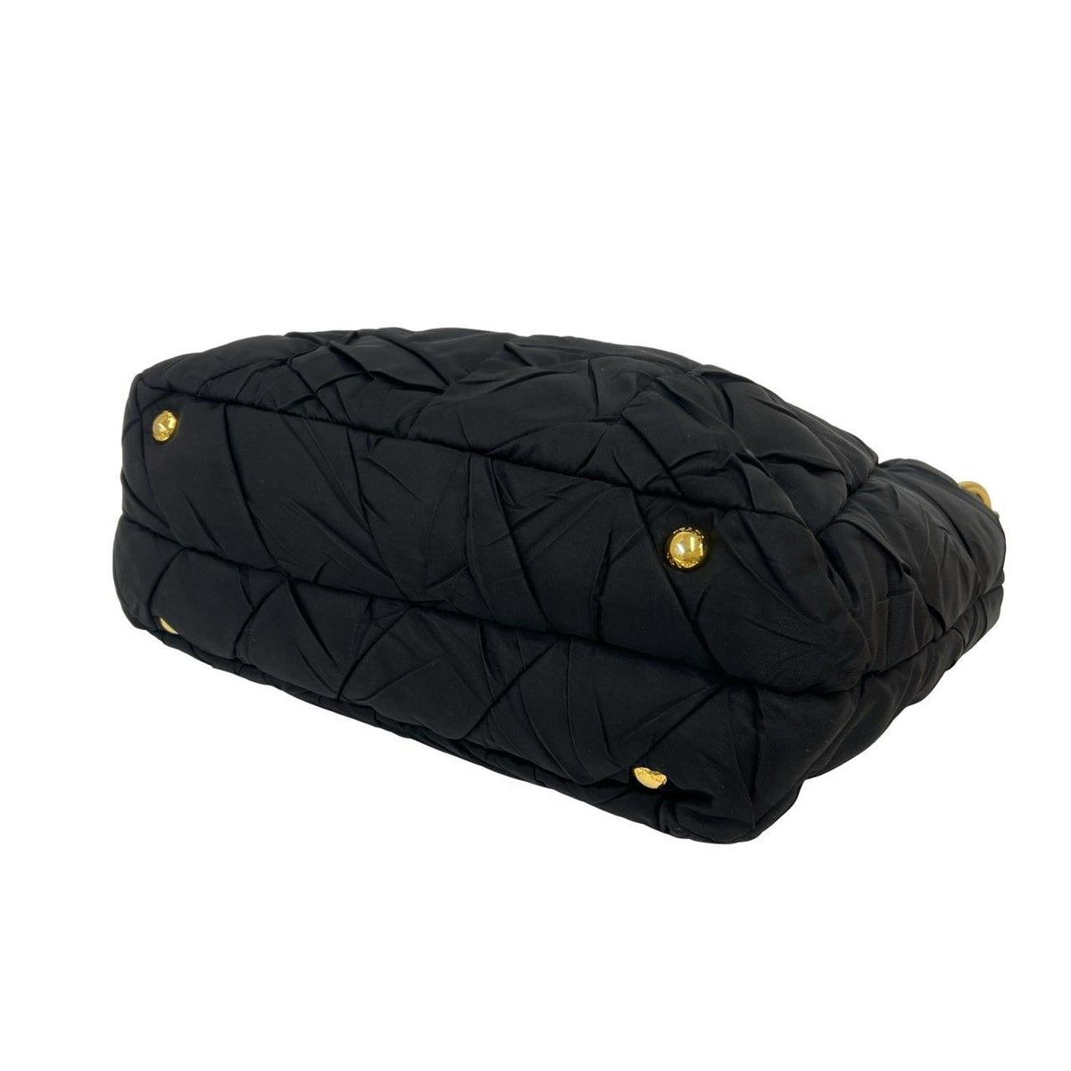 Prada Logo Quilted Tessuto Pocono Nylon Patent Shoulder Bag Black — view 8