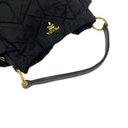 Prada Logo Quilted Tessuto Pocono Nylon Patent Shoulder Bag Black — view 4