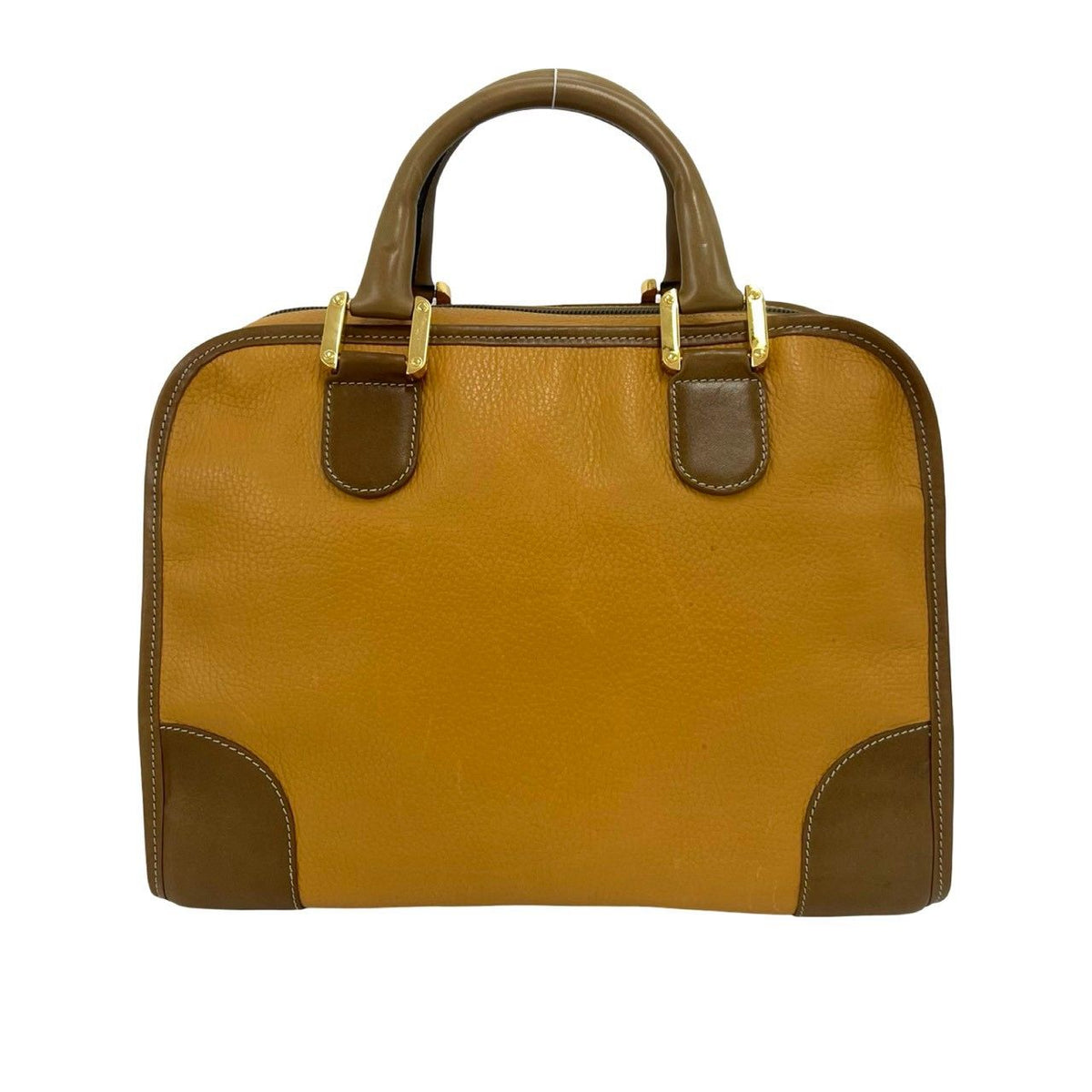 Loewe Anagram Logo Stamp Leather Mini Boston Bag Brown — view 3