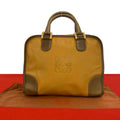 Loewe Anagram Logo Stamp Leather Mini Boston Bag Brown