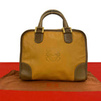 Loewe Anagram Logo Stamp Leather Mini Boston Bag Brown