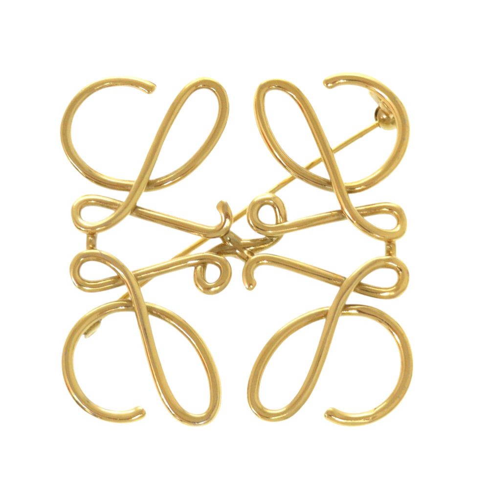 Loewe Anagram Metal Gold Brooch