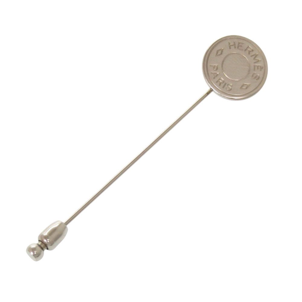 Hermes Sellier Pin Brooch Silver