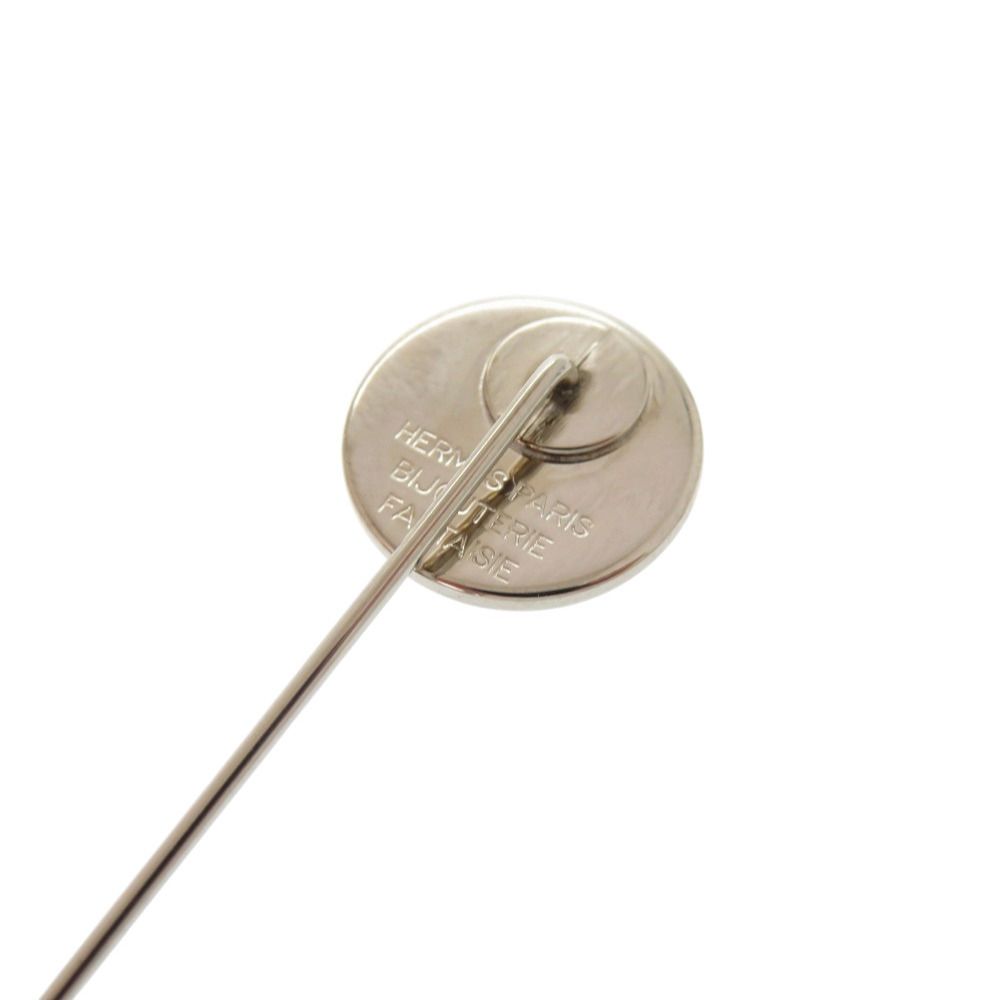 Hermes Sellier Pin Brooch Silver — view 3