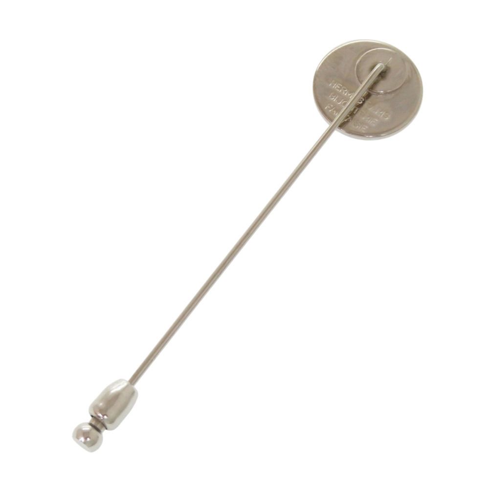 Hermes Sellier Pin Brooch Silver — view 2