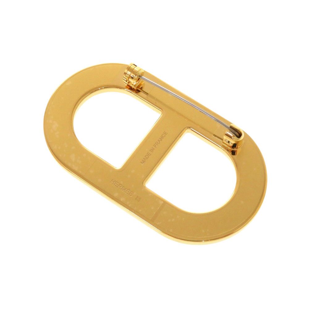 Hermes Chaine D'ancre Veau Epsom Etain Gold Brooch — view 2