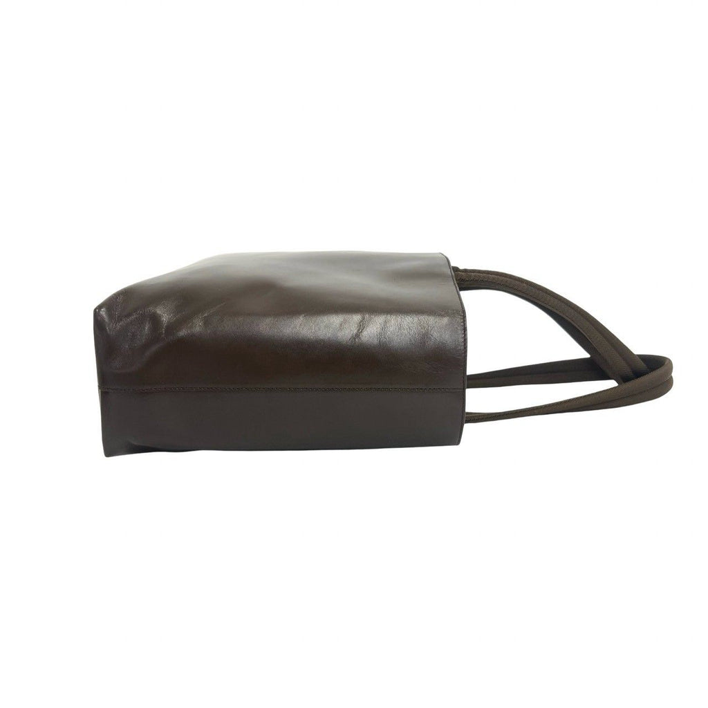 Prada Cutout Logo Leather Tote Shoulder Bag Brown — view 6