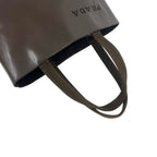 Prada Cutout Logo Leather Tote Shoulder Bag Brown — view 4