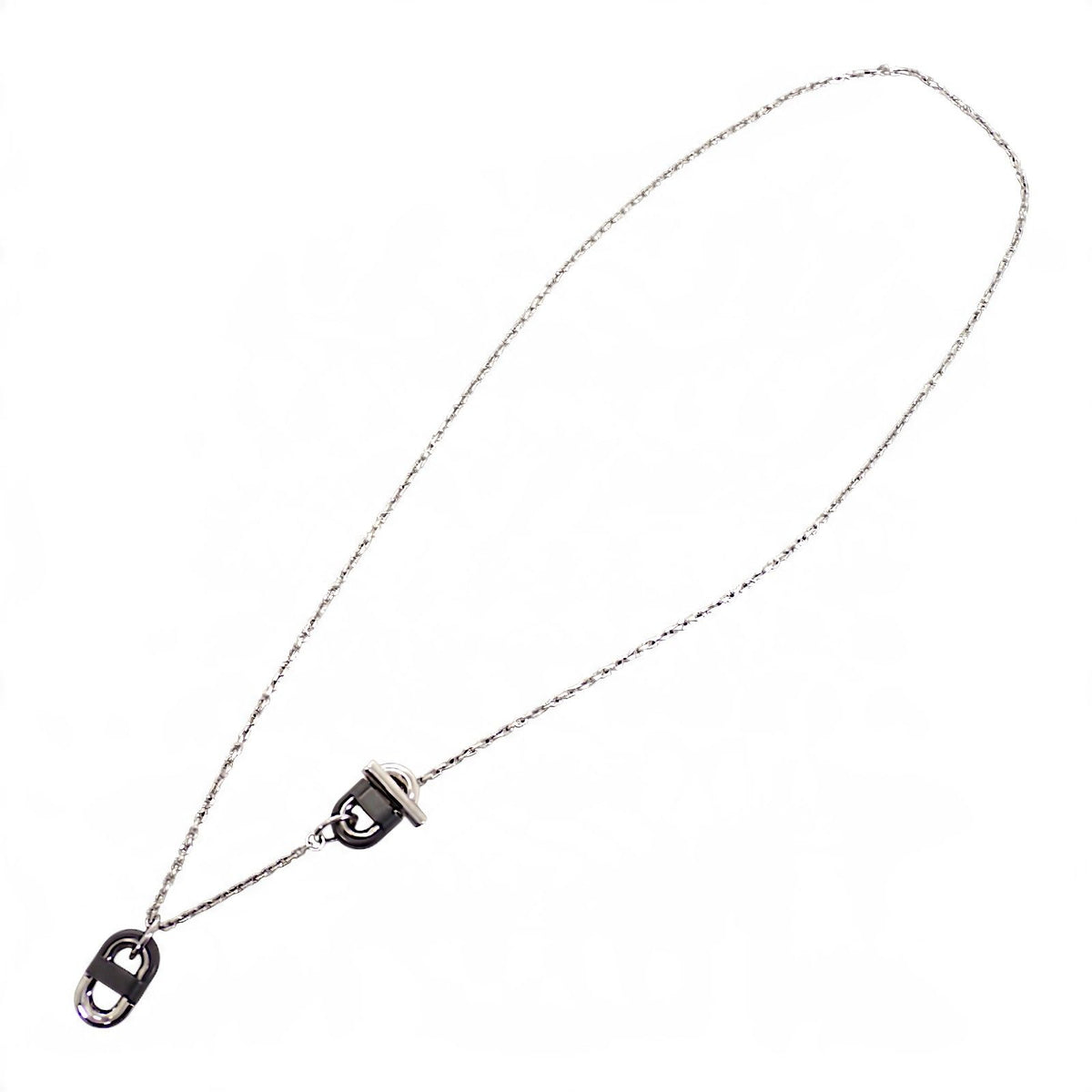 Hermes Chaine Maillon PM FJ 03 Necklace Metal Silver Black — view 4