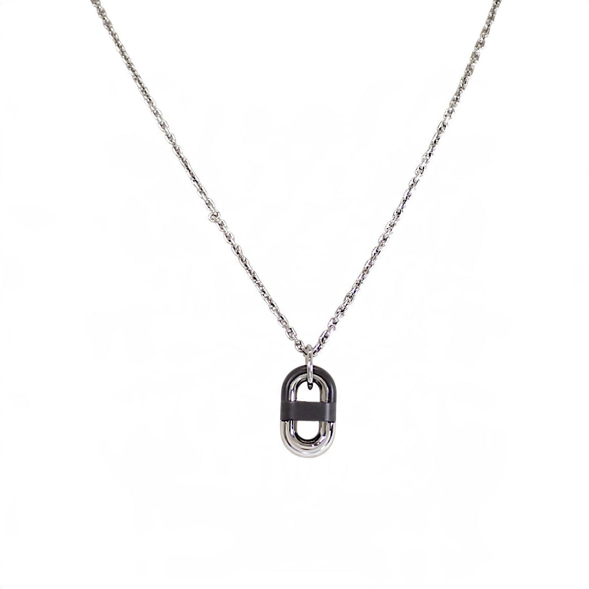 Hermes Chaine Maillon PM FJ 03 Necklace Metal Silver Black — view 5