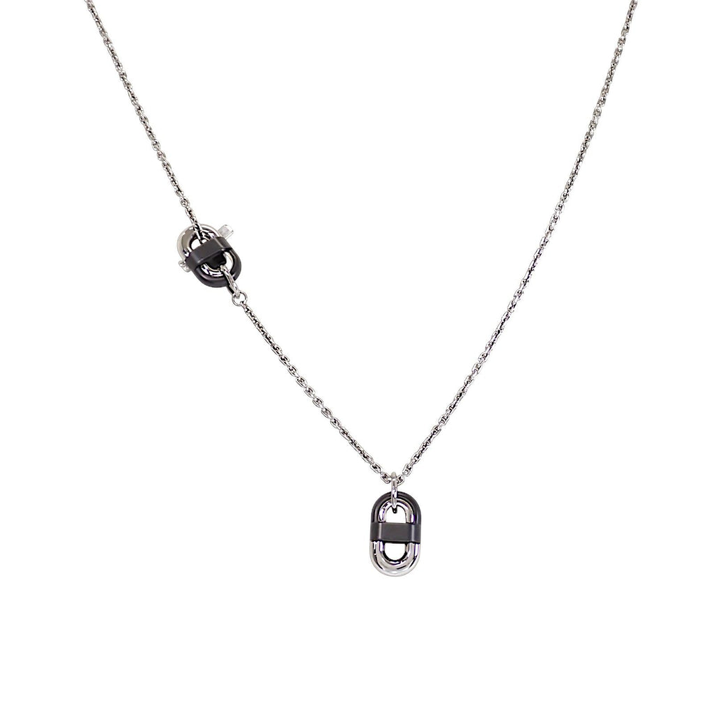 Hermes Chaine Maillon PM FJ 03 Necklace Metal Silver Black — view 3