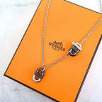 Hermes Chaine Maillon PM FJ 03 Necklace Metal Silver Black