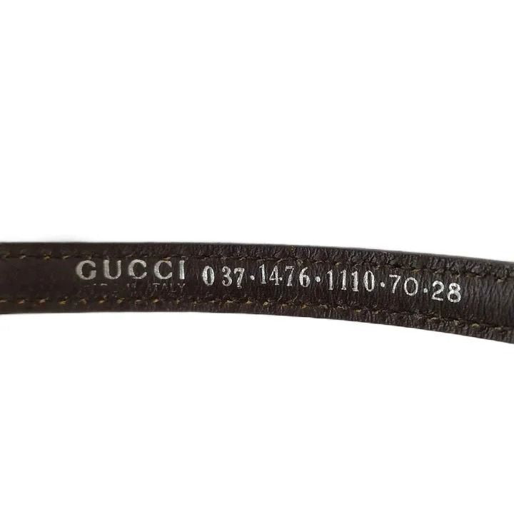 Gucci Vintage Horsebit Narrow Belt Leather Silver 70/28 Dark Brown — view 6