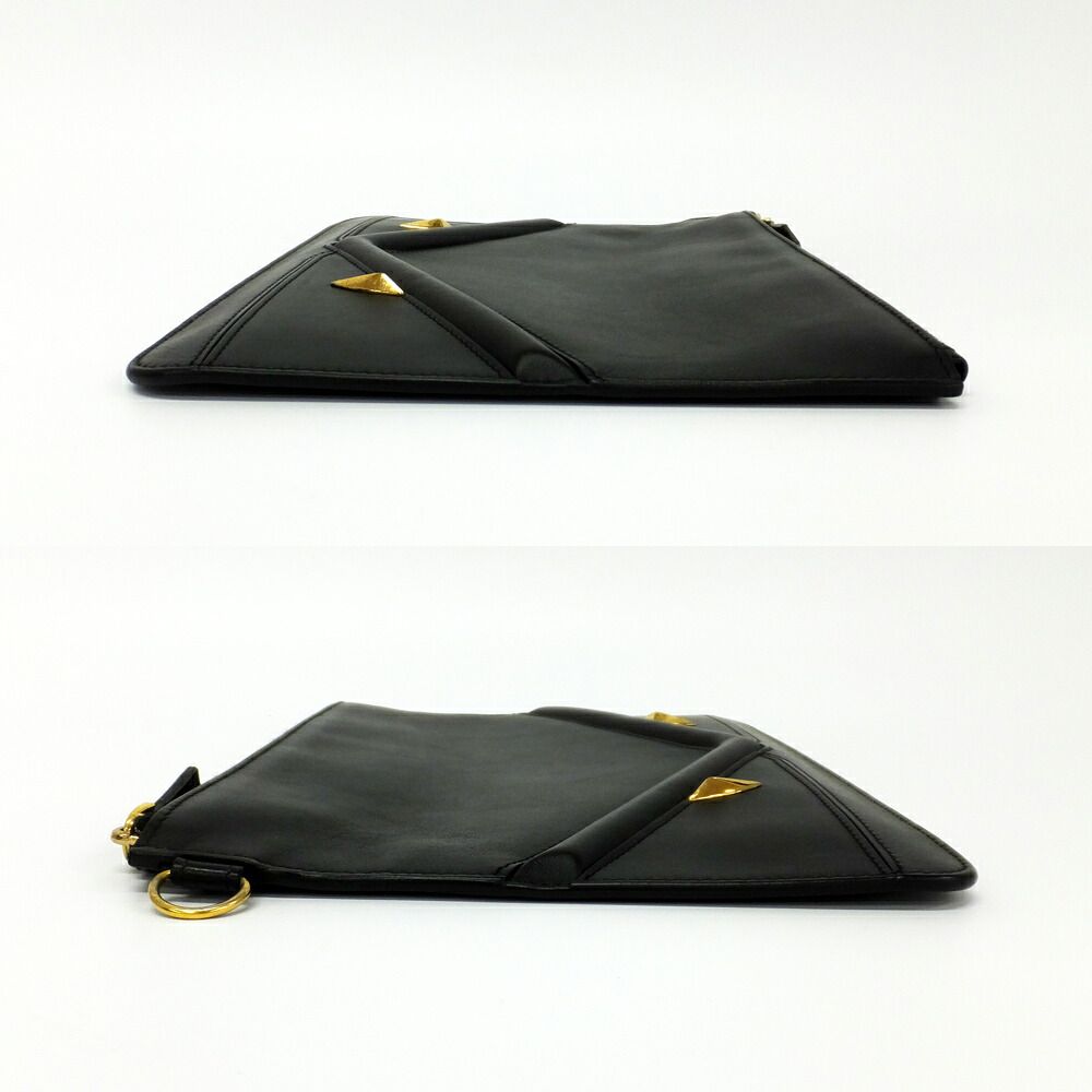 Fendi Clutch Bugs Eye Monster Leather Black Second — view 4