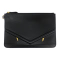 Fendi Clutch Bugs Eye Monster Leather Black Second