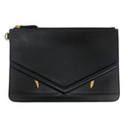 Fendi Clutch Bugs Eye Monster Leather Black Second
