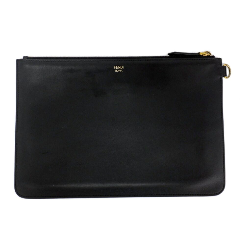 Fendi Clutch Bugs Eye Monster Leather Black Second — view 2
