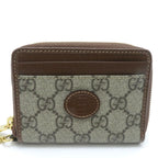 Gucci Interlocking G Supreme Round Beige Brown Card Case Canvas