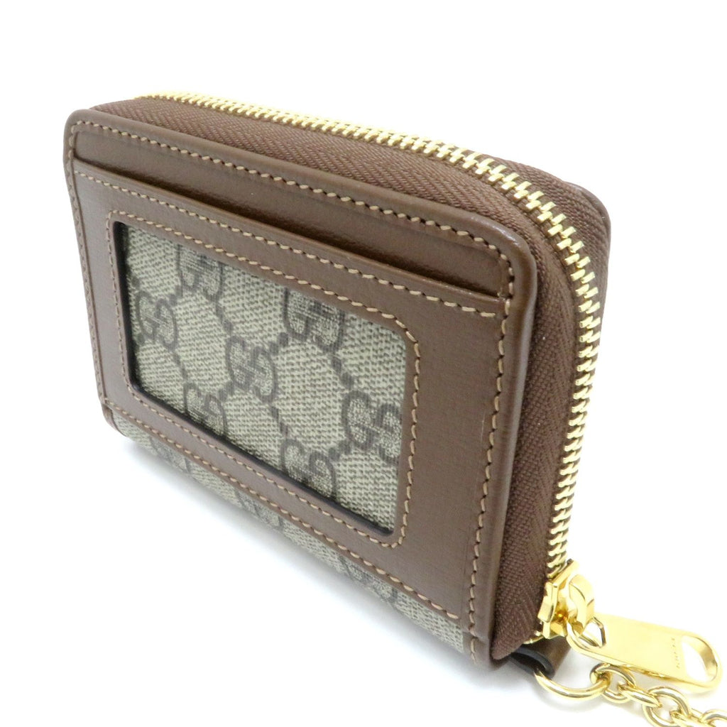 Gucci Interlocking G Supreme Round Beige Brown Card Case Canvas — view 2