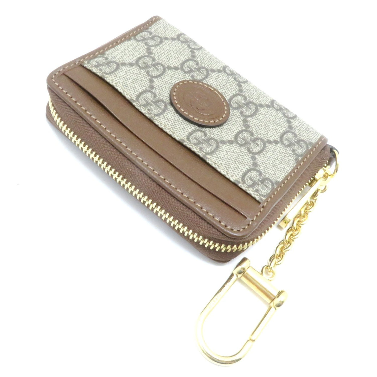 Gucci Interlocking G Supreme Round Beige Brown Card Case Canvas — view 3