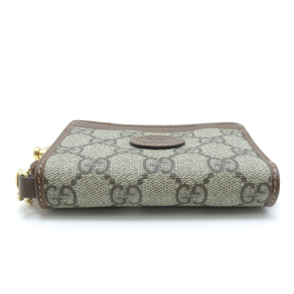 Gucci Interlocking G Supreme Round Beige Brown Card Case Canvas — view 4