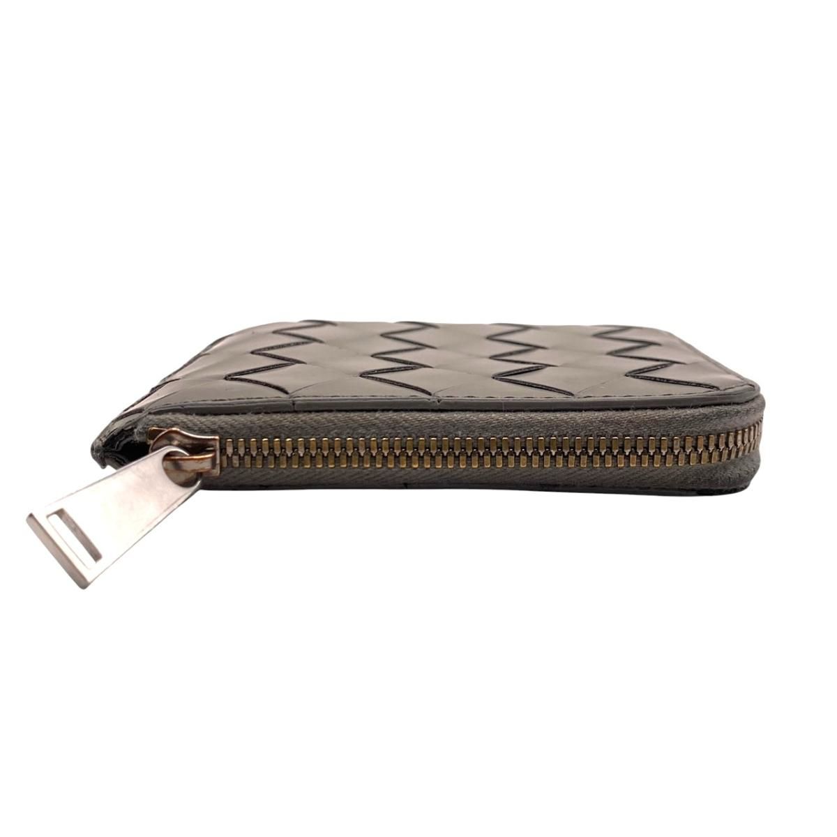 Bottega Veneta Coin Purse Stamp Square Zip Around Wallet Leather Gray — view 4