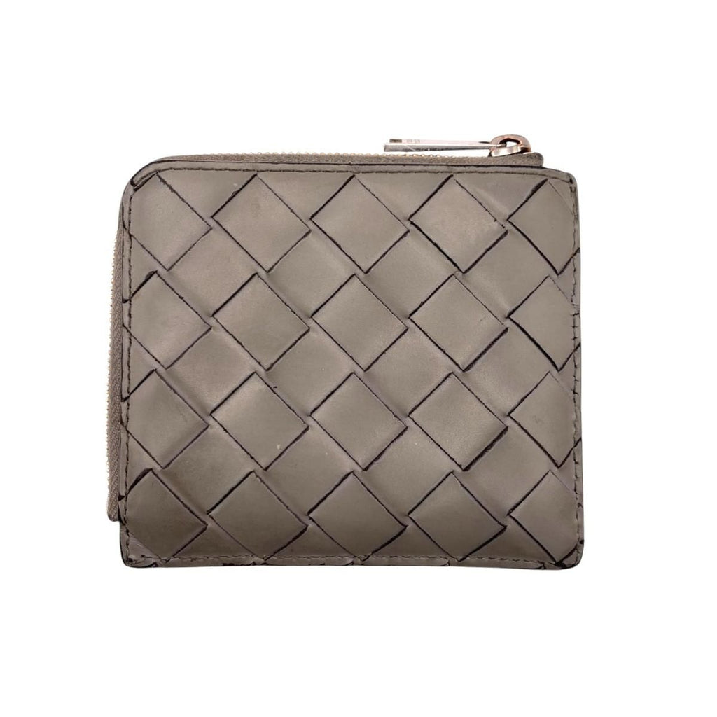 Bottega Veneta Coin Purse Stamp Square Zip Around Wallet Leather Gray — view 2