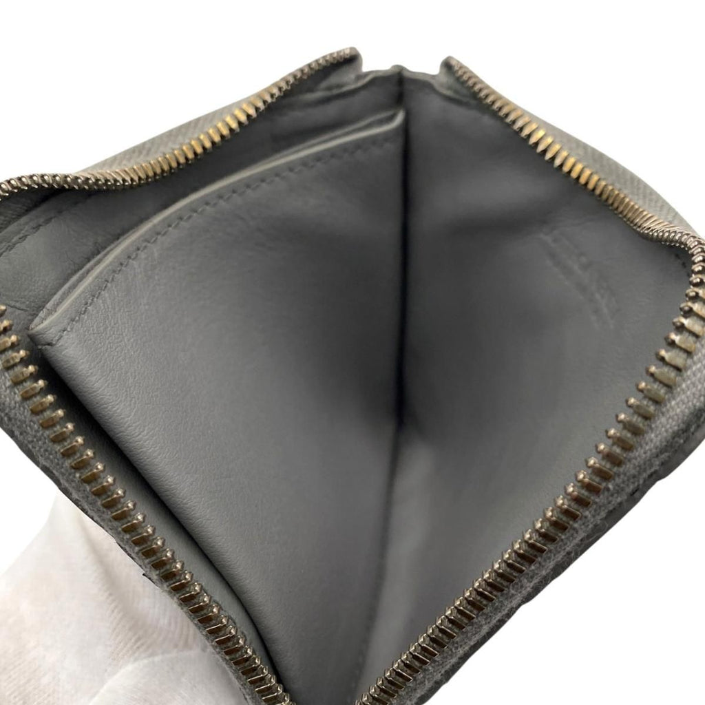 Bottega Veneta Coin Purse Stamp Square Zip Around Wallet Leather Gray — view 8