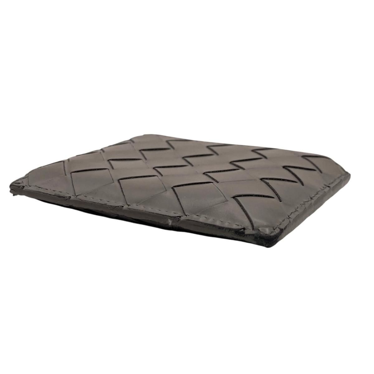 Bottega Veneta Coin Purse Stamp Square Zip Around Wallet Leather Gray — view 3