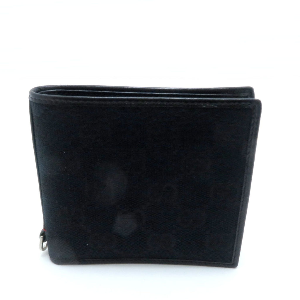 Gucci Sherry Line GG Bifold Wallet Black Canvas Leather