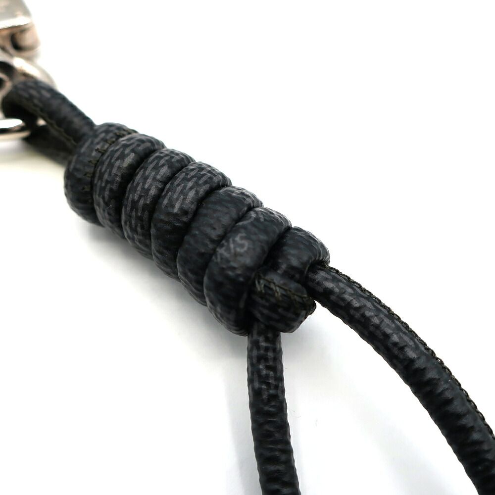 Louis Vuitton Key Holder Damier Leather Rope Black Gray Silver — view 8