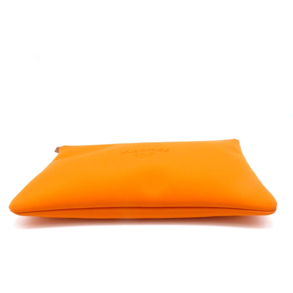 Hermes Neobain Trousse Flat GM Orange Black Pouch Rubber — view 4