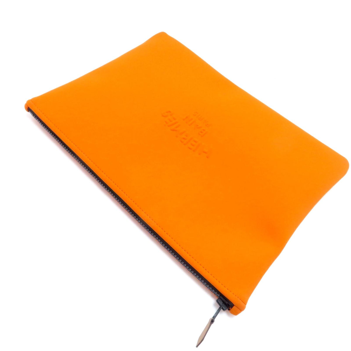Hermes Neobain Trousse Flat GM Orange Black Pouch Rubber — view 3