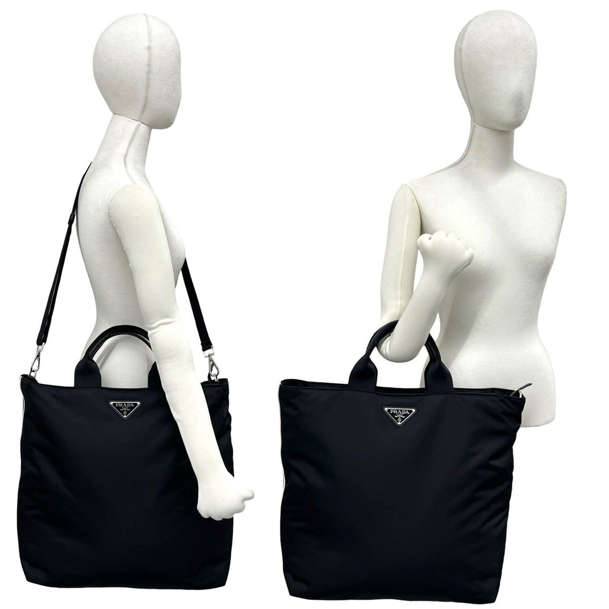 Prada Re-Nylon Tote Adidas Collaboration Nylon Leather 2-Way Shoulder Bag Black — view 2