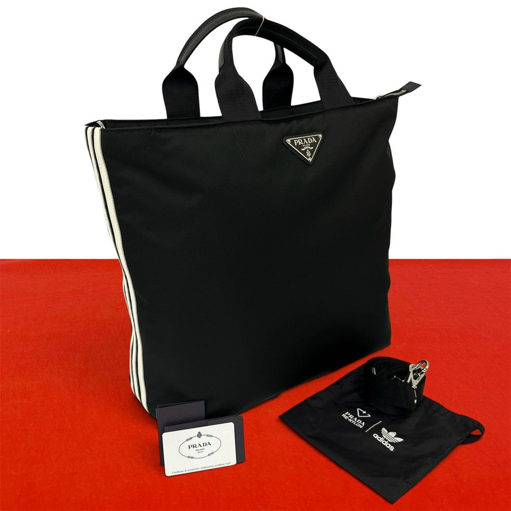 Prada Re-Nylon Tote Adidas Collaboration Nylon Leather 2-Way Shoulder Bag Black