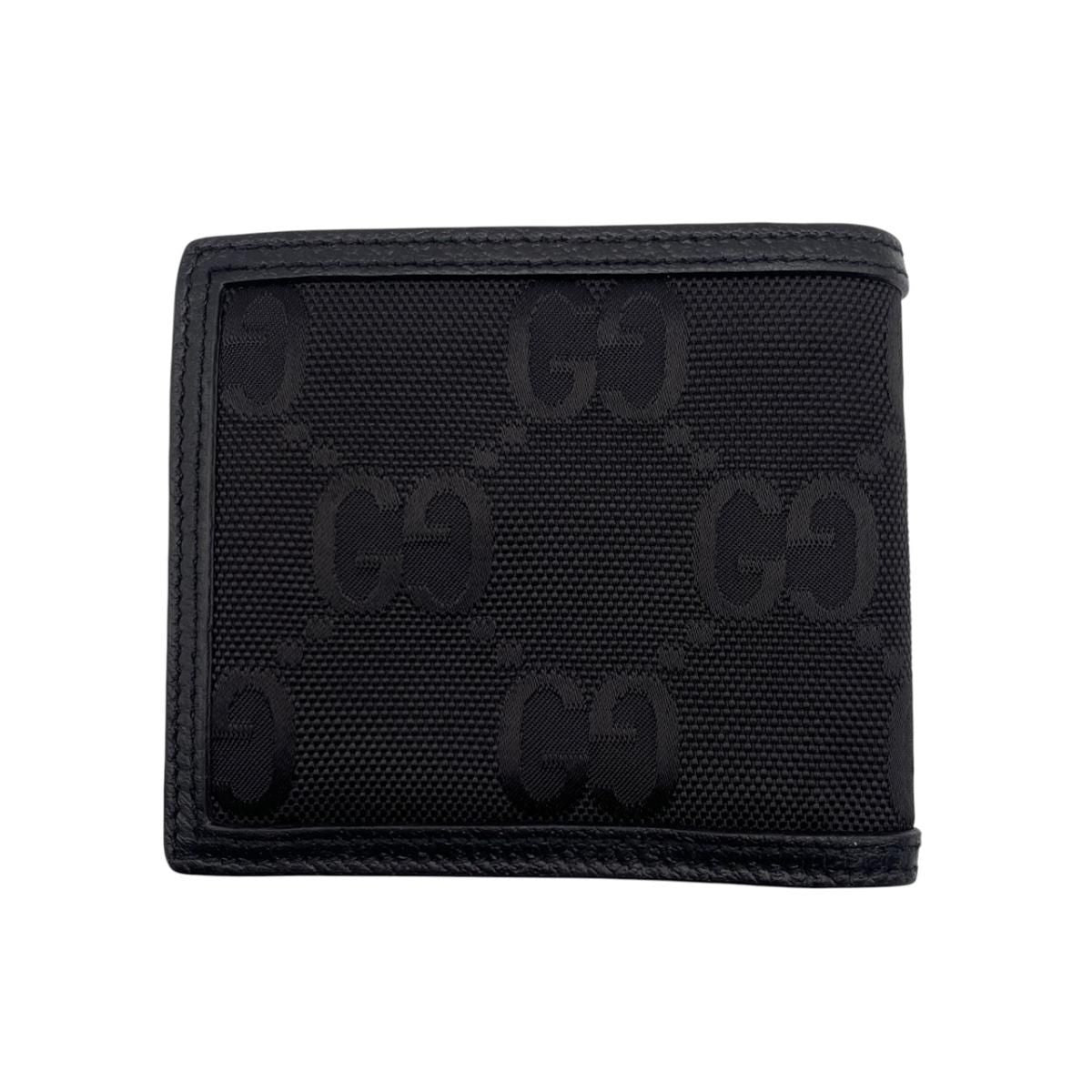 Gucci Bifold Wallet Off the Grit Leather Black Gold GG Logo — view 2
