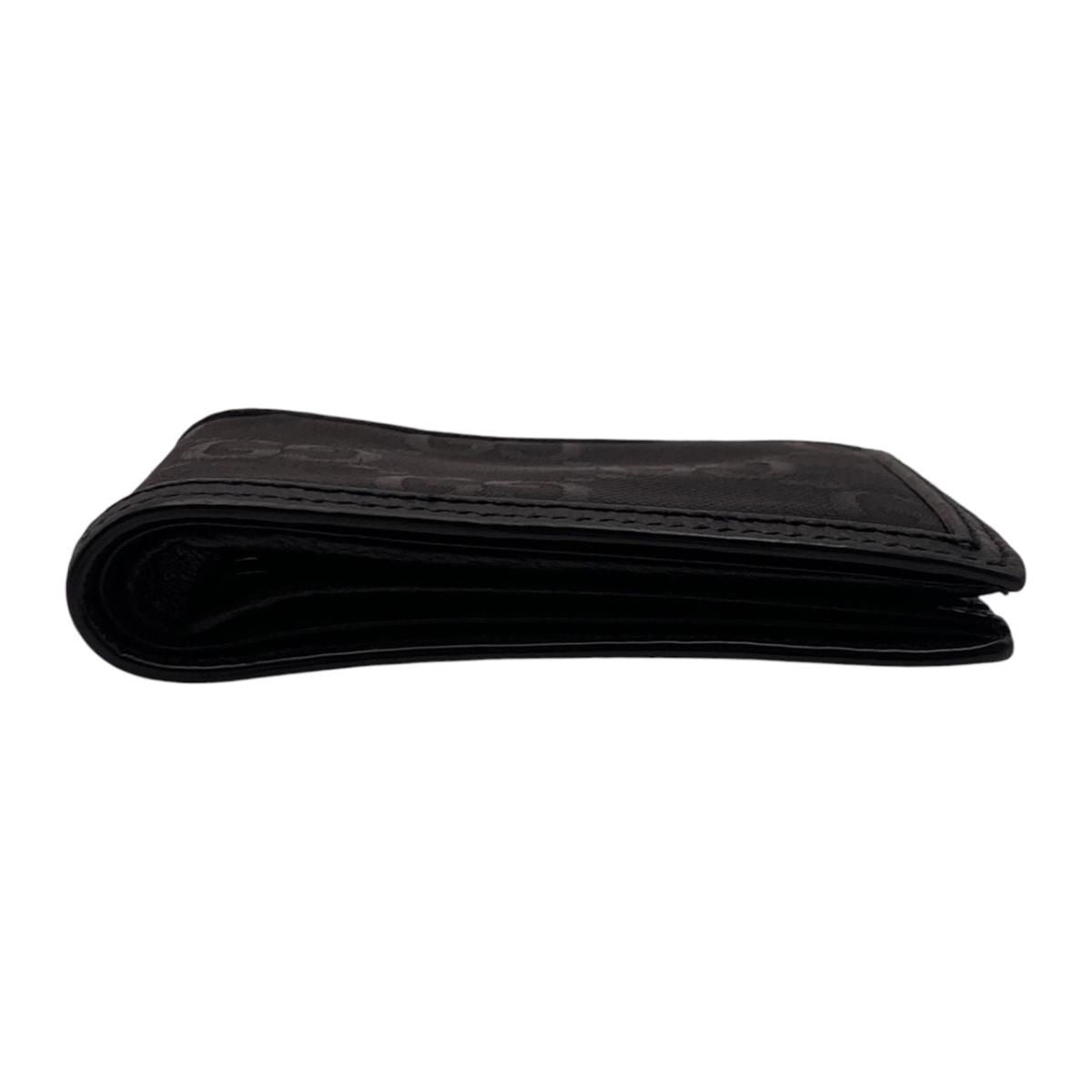 Gucci Bifold Wallet Off the Grit Leather Black Gold GG Logo — view 3