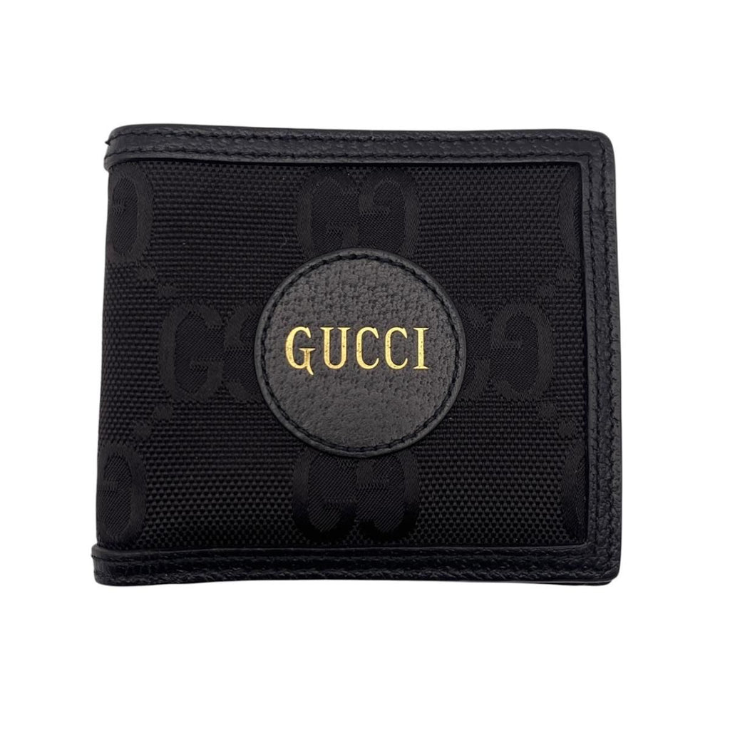 Gucci Bifold Wallet Off the Grit Leather Black Gold GG Logo