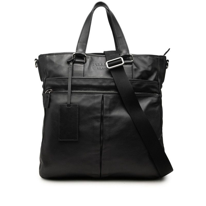 Prada Tote 2-Way Shoulder Bag Black Leather