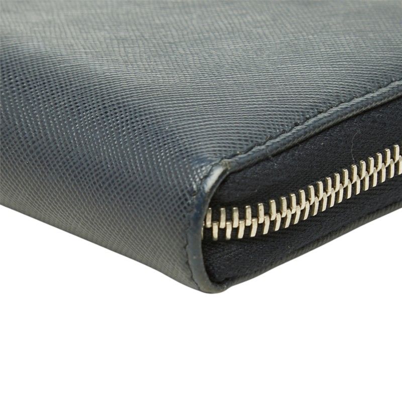 Prada Saffiano Zip Around Wallet Navy Leather — view 4