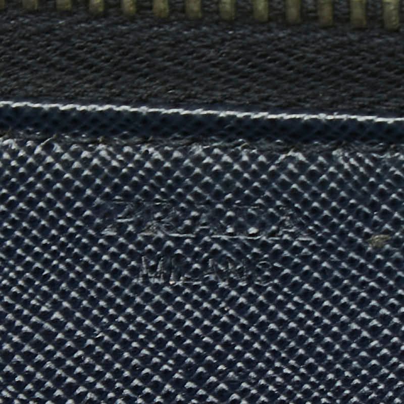 Prada Saffiano Zip Around Wallet Navy Leather — view 7
