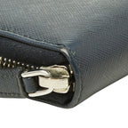 Prada Saffiano Zip Around Wallet Navy Leather — view 5