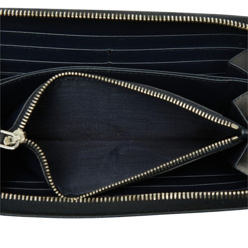 Prada Saffiano Zip Around Wallet Navy Leather — view 6