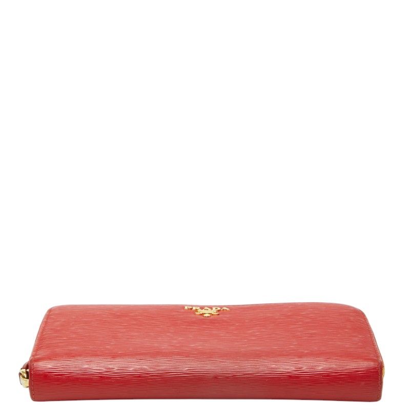 Prada Vitello Move Zip Around Wallet Red Leather — view 3